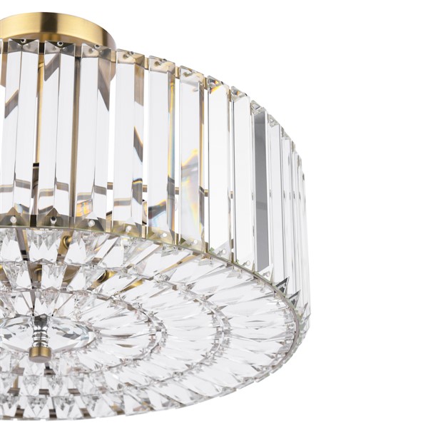 (image for) Laura Ashley Fernhurst 4 Light Semi-Flush Crystal and Antique Brass